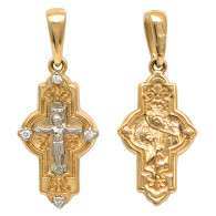 Крестик "Казанская Богородица" с бриллиантами из золота 585 пробы фото
