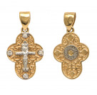 Крест с бриллиантами "Спаси и сохрани" из золота 585 пробы
