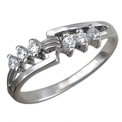 Оригинальное кольцо с фианитами из серебра 925 пробы фото