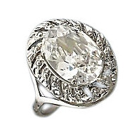 Искрометное кольцо с горным хрусталем из серебра 925 пробы фото