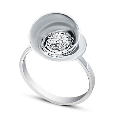 Кольцо с цирконом из серебра 925 пробы цвет металла белый 3.18 гр. фото