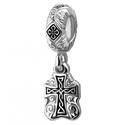 Бусина "Процветший крест" из серебра 925 пробы с чернением фото