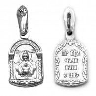 Образок Богородицы  "Неупиваемая Чаша" с фианитом из серебра 925 пробы фото
