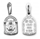 Образок Богородицы  "Неупиваемая Чаша" с фианитом из серебра 925 пробы