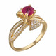 Эксклюзивное кольцо с бриллиантами и рубином из желтого золота 750 пробы
