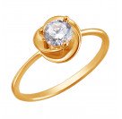 Поразительное кольцо с фианитом из красного золота 585 пробы
