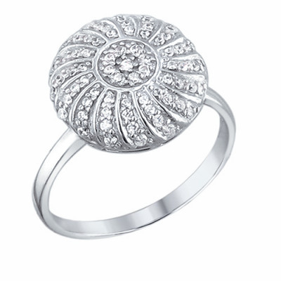 Блещущее кольцо с фианитами из серебра 925 пробы фото