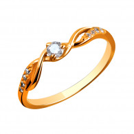 Благовидное кольцо с фианитами из серебра 925 пробы с золочением фото