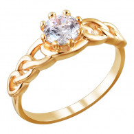 Желанное кольцо с фианитом из серебра 925 пробы с золочением фото