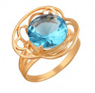 Восхитительное кольцо с фианитом из серебра 925 пробы с золочением