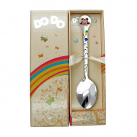 Классическая детская ложечка DODO "Совенок" с ювелирной эмалью из серебра 925 пробы в подарочном футляре фото