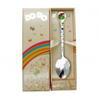 Дизайнерская детская ложечка DODO "Улитка" с ювелирной эмалью из серебра 925 пробы в футляре фото
