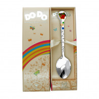 Восторгающая детская ложечка DODO "Яблоко" с ювелирной эмалью из серебра 925 пробы в футляре фото