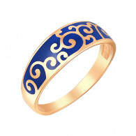 Распрекрасное кольцо с эмалью из серебра 925 пробы с красной позолотой фото