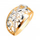 Непревзойденное кольцо с фианитами из красного золота 585 пробы с родированием