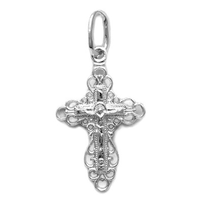 Крест "Спаси и сохрани" из серебра 925 пробы цвет металла белый 0.78 гр. фото