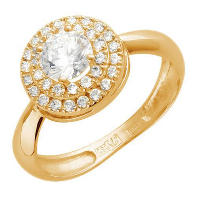 Непревзойденное кольцо с фианитами из красного золота 585 пробы фото