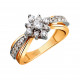Романтичное кольцо с фианитами из комбинированного золота 585 пробы