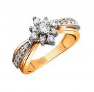 Романтичное кольцо с фианитами из комбинированного золота 585 пробы