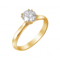 Богатейшее кольцо с бриллиантом из желтого золота 750 пробы фото