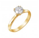 Богатейшее кольцо с бриллиантом из желтого золота 750 пробы