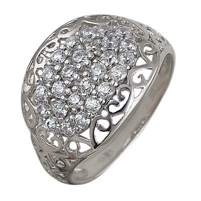 Рафинированное кольцо с фианитами из серебра 925 пробы фото