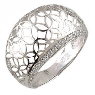 Выразительное кольцо с фианитами из серебра 925 пробы фото