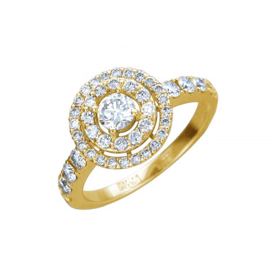Ослепляющее кольцо с бриллиантами из желтого золота 585 пробы фото