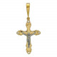 Богатый нательный крест с распятием, с бриллиантами из комбинированного золота 585 пробы