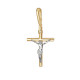 Изумительный нательный крест с распятием, с бриллиантом из желтого и белого золота 585 пробы