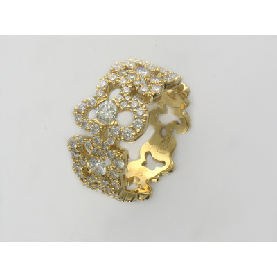Богатейшее кольцо с бриллиантами из желтого золота 750 пробы фото