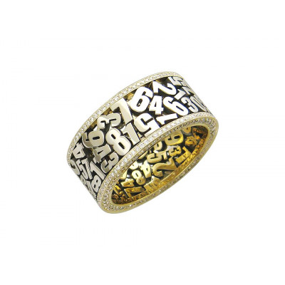 Интересное кольцо с бриллиантами из комбинированного золота 750 пробы фото