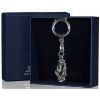 Впечатляющий брелок для ключей "Обезьяна - не скажу" из серебра 925 пробы с чернением в подарочном футляре фото