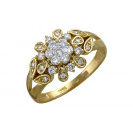 Шедевральное кольцо с бриллиантами из желтого золота 750 пробы фото
