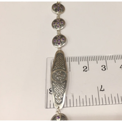Процветший крест. Православный браслет с фианитами из серебра 925 пробы фото