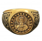 Именной перстень Св. Владимир из серебра 925 пробы с золотым покрытием