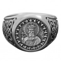 Именной перстень Св. Владимир из серебра 925 пробы с чернением фото