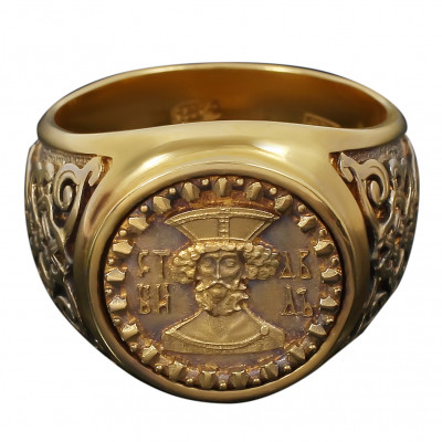 Перстень Св. Давид из серебра 925 пробы с золотым покрытием фото