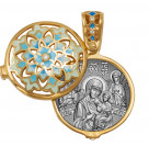 Всецарица Богородица. Мощевик из серебра 925 пробы с золотым покрытием и ювелирной эмалью