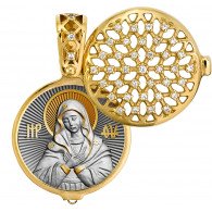 Умиление Богородица. Ладанка из серебра 925 пробы с золотым покрытием и ювелирной эмалью фото