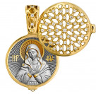 Умиление Богородица. Ладанка из серебра 925 пробы с золотым покрытием и ювелирной эмалью