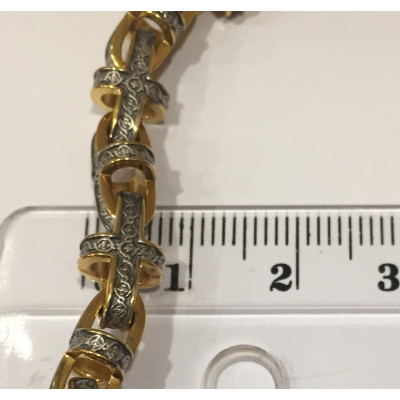 Православная цепь "Георгиевский крест" из серебра 925 пробы с чернением и золотым покрытием фото