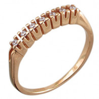 Оригинальное кольцо с фианитами из серебра 925 пробы с золочением фото