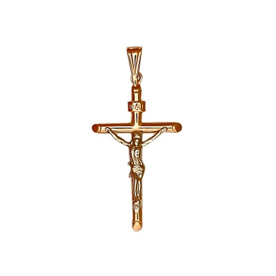 Желанный нательный крест с распятием из комбинированного золота 585 пробы фото