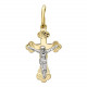 Православный крест из жёлтого и белого золота 585 пробы