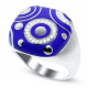 Кольцо с цирконами и эмалью из серебра 925 пробы цвет металла белый 6.69 гр.