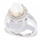 Кольцо с цирконами и перламутром из серебра 925 пробы цвет металла белый 4.29 гр.