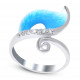 Кольцо с цирконами и эмалью из серебра 925 пробы цвет металла белый 4.11 гр.