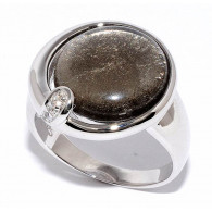 Кольцо с цирконом и сусальным серебром из серебра 925 пробы фото