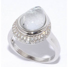 Кольцо с цирконами и сусальным серебром из серебра 925 пробы